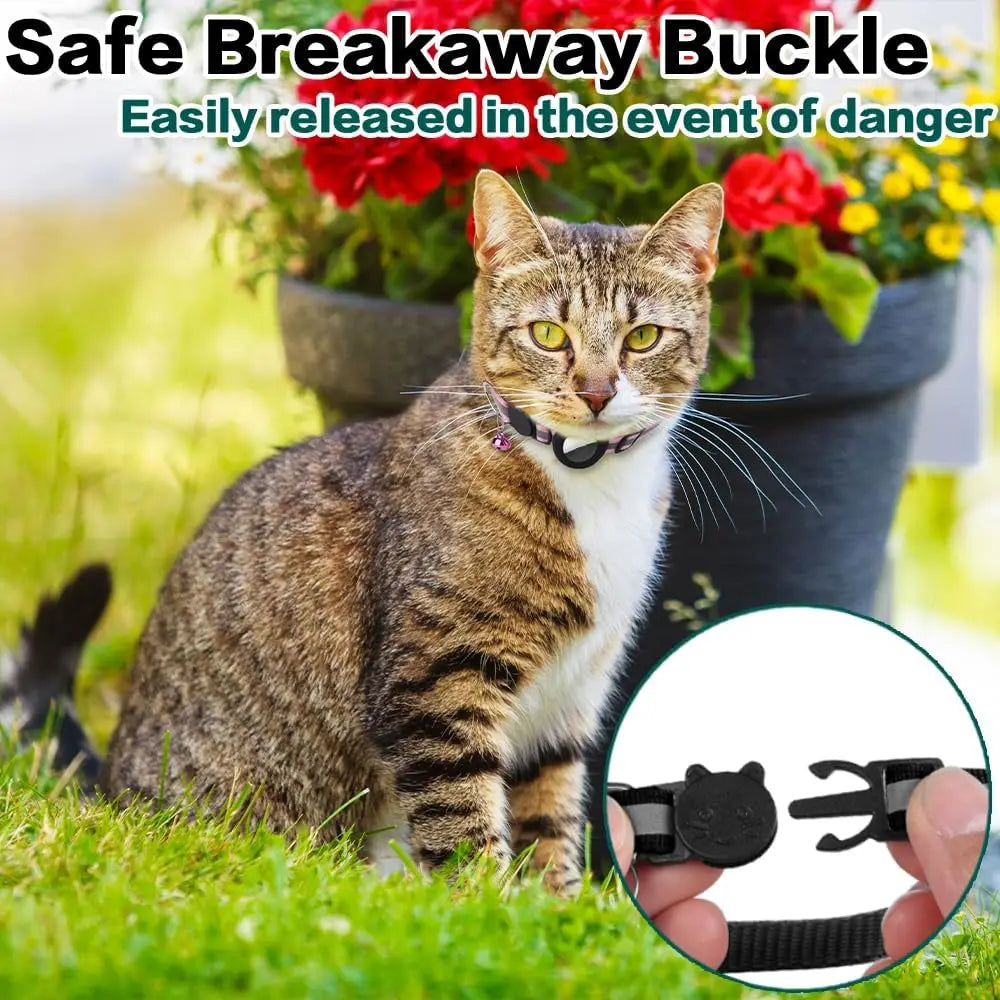 AirTag Cat Collar Breakaway Reflective Kitten Collar With AirTag Holder