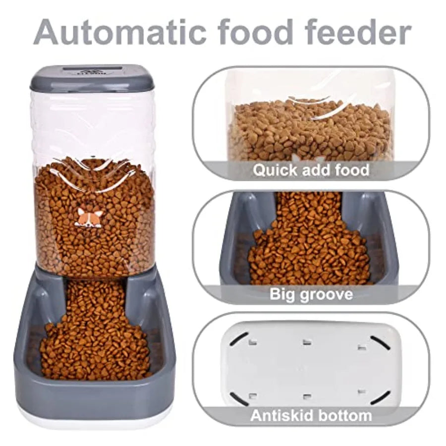 Automatic Cat Feeder With Gravity Food And Water Dispenser Bowl