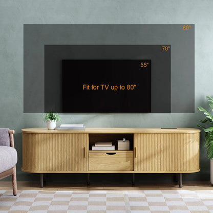 ONBRILL TV Stand With Power Outlet TV Console And Storage