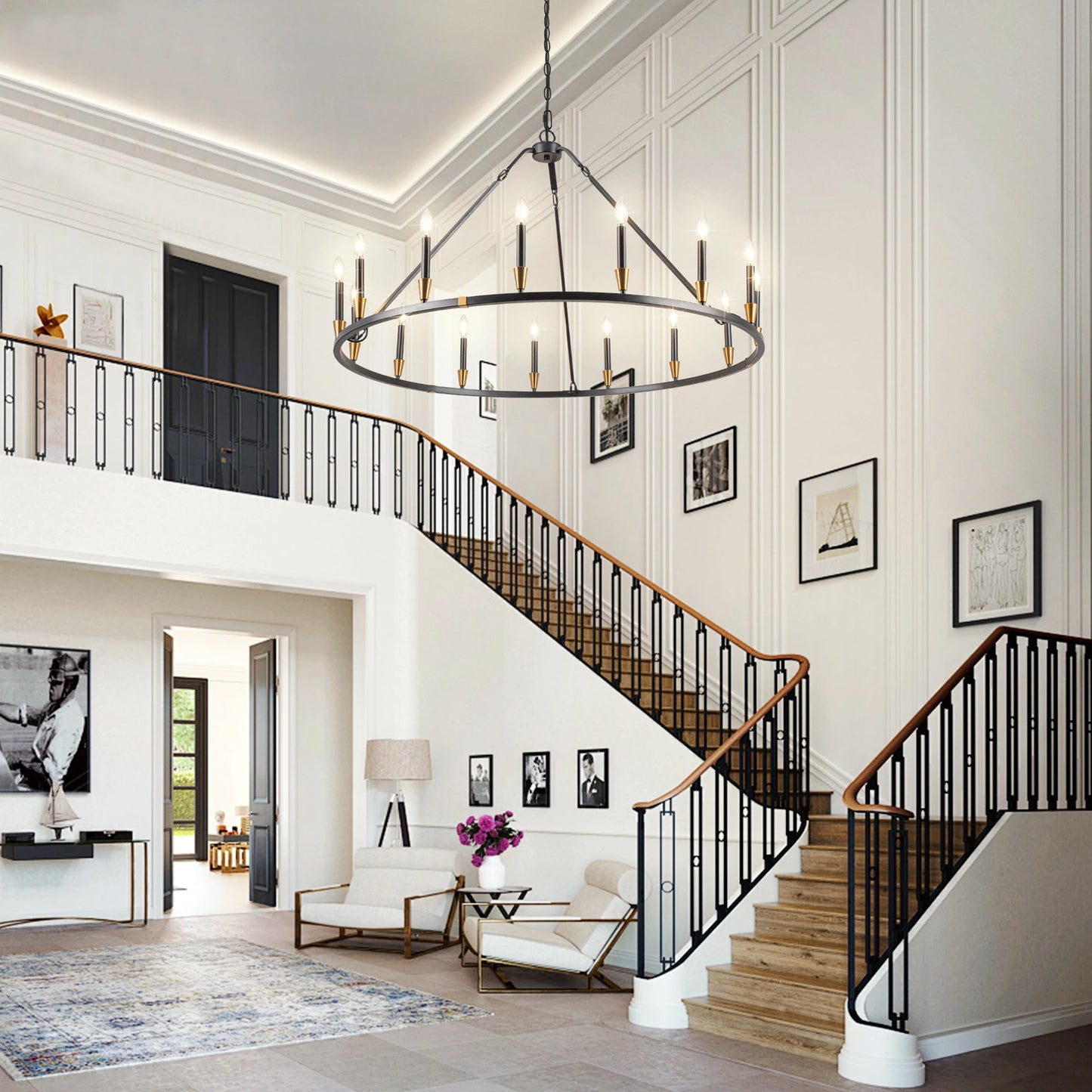 15 Light Wagon Wheel Chandelier For Dining Room And Hall