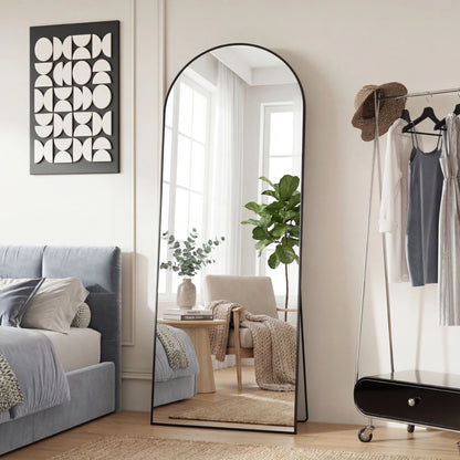 JHK Floor Mirror With Aluminum Frame Wall Mounted Or Stand