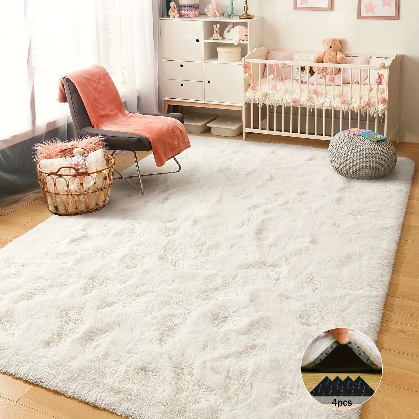 NONED Shaggy Non-Slip Rug Soft Plush Carpet for Living Room