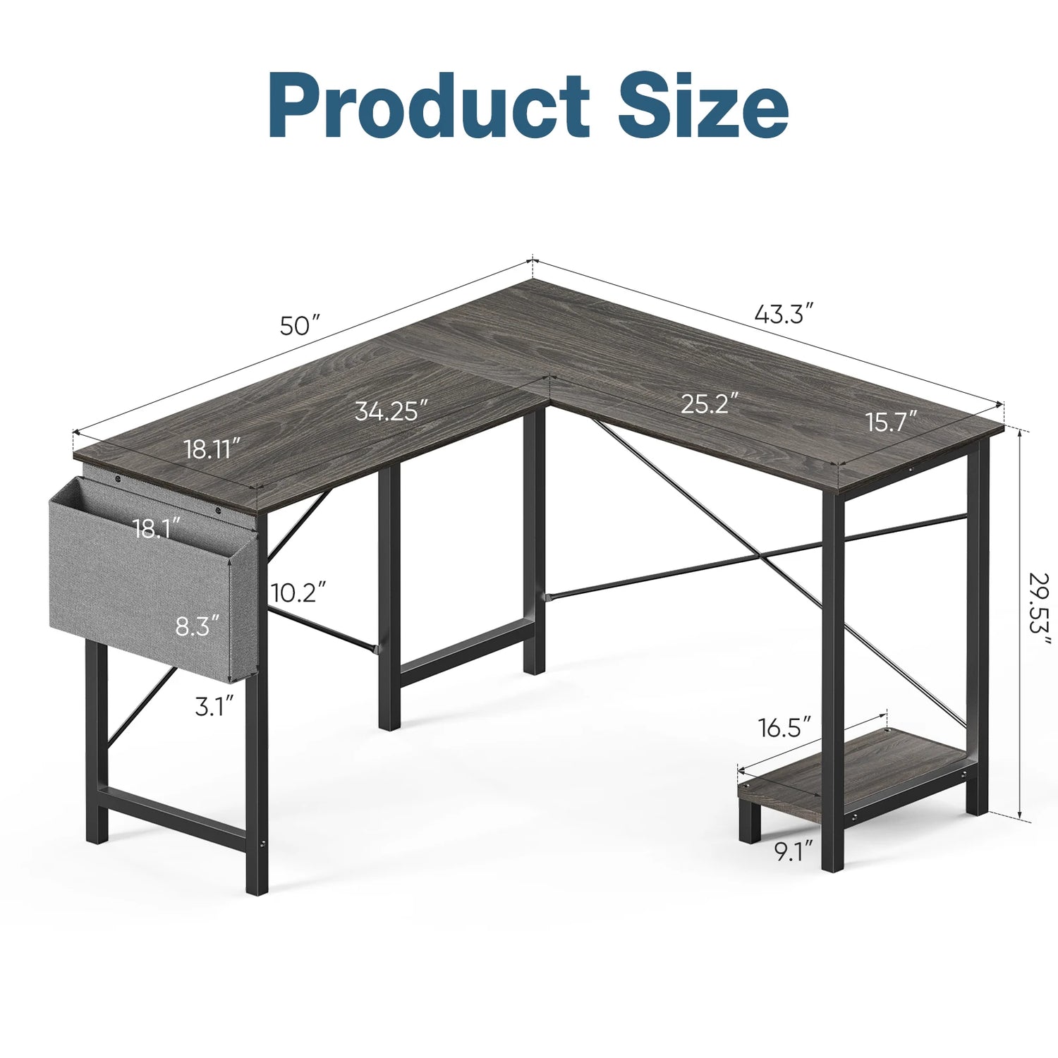 Jhk L Shape Gaming Computer Desk With Storage Shelf