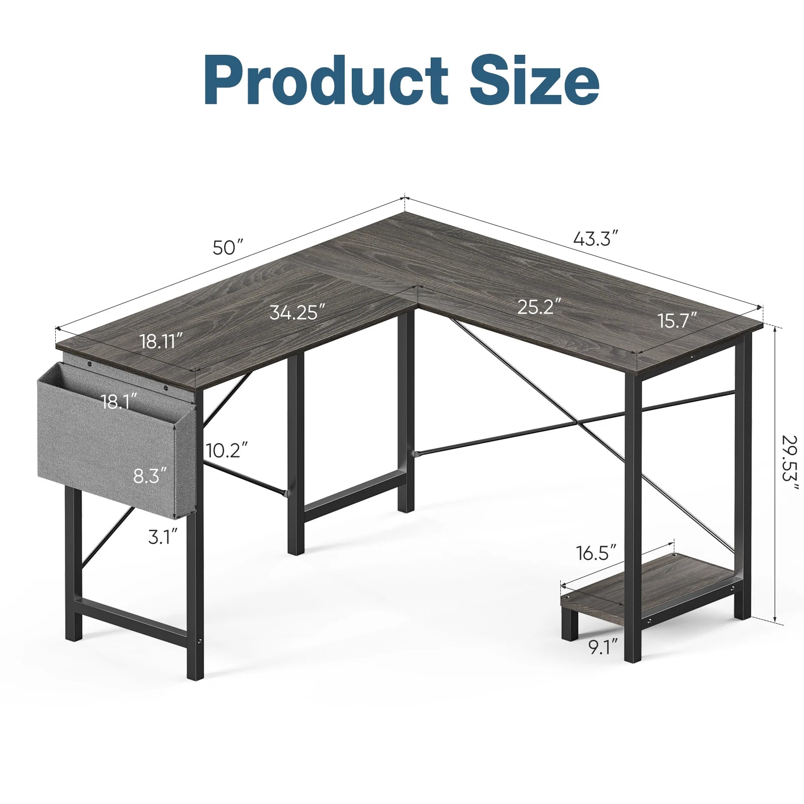 Jhk L Shape Gaming Computer Desk With Storage Shelf