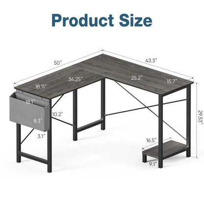Jhk L Shape Gaming Computer Desk With Storage Shelf