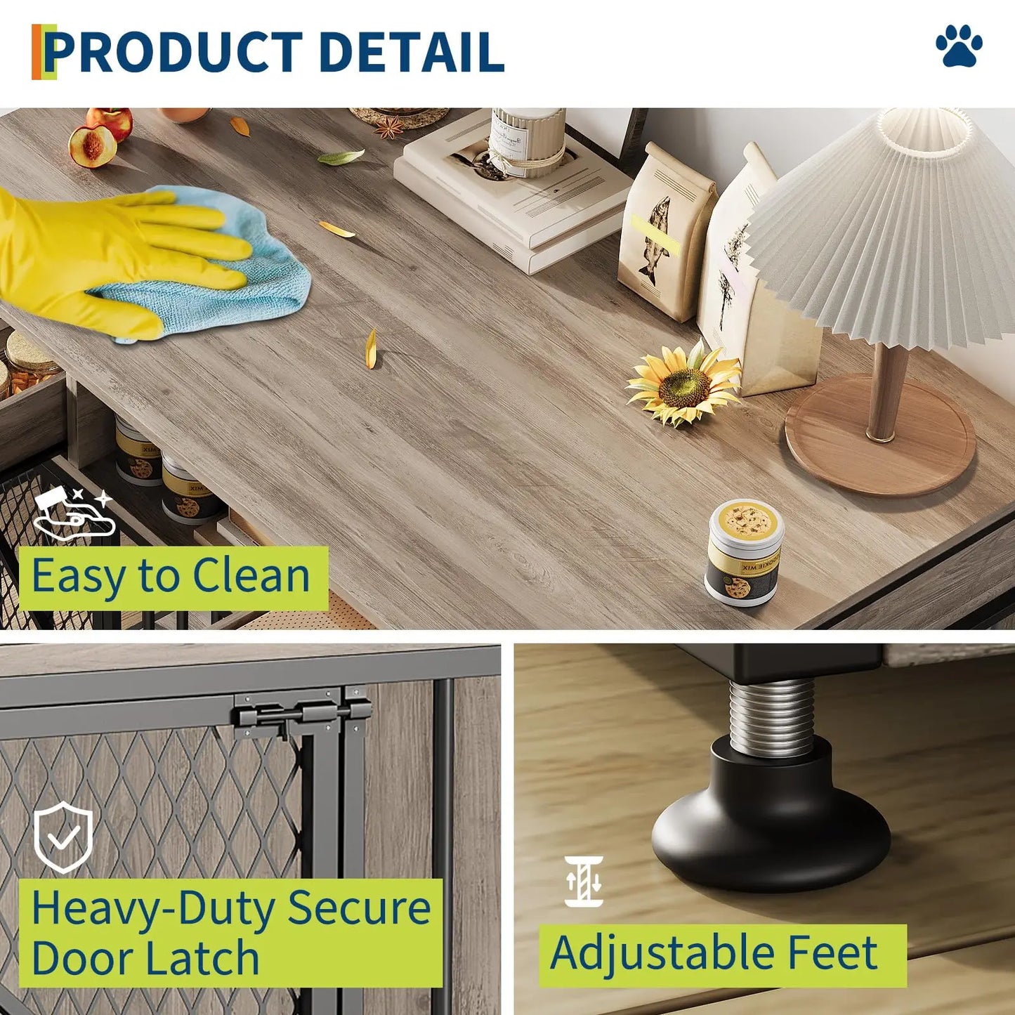 HiMISSDog Heavy Duty Dog Crate Furniture With Drawers