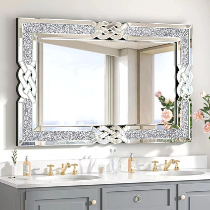 Wisfor Crushed Diamond Rectangular Wall Mirror With Crystal Frame