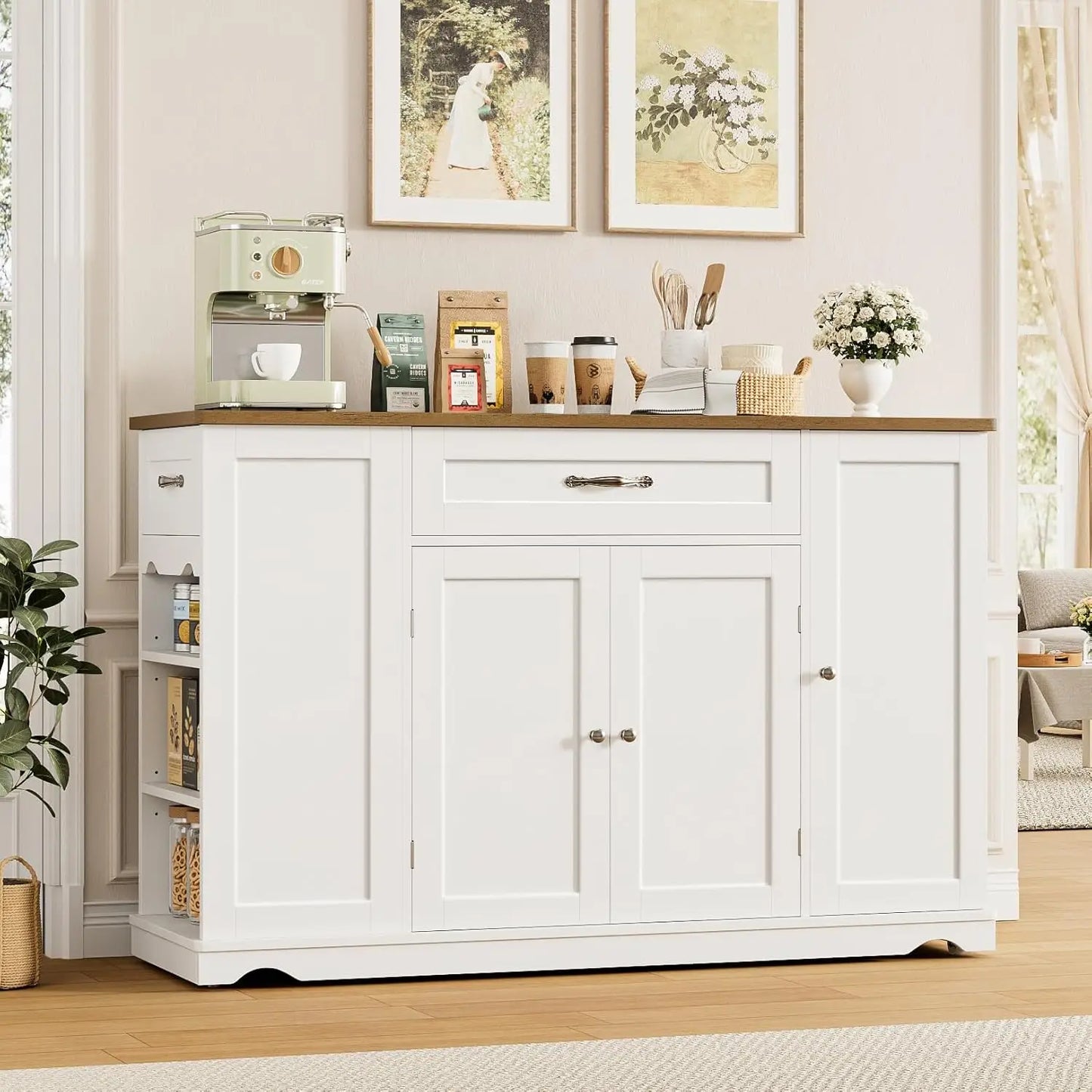Guangbai Kitchen Island Cart With Storage And Wheels 2 Drawers