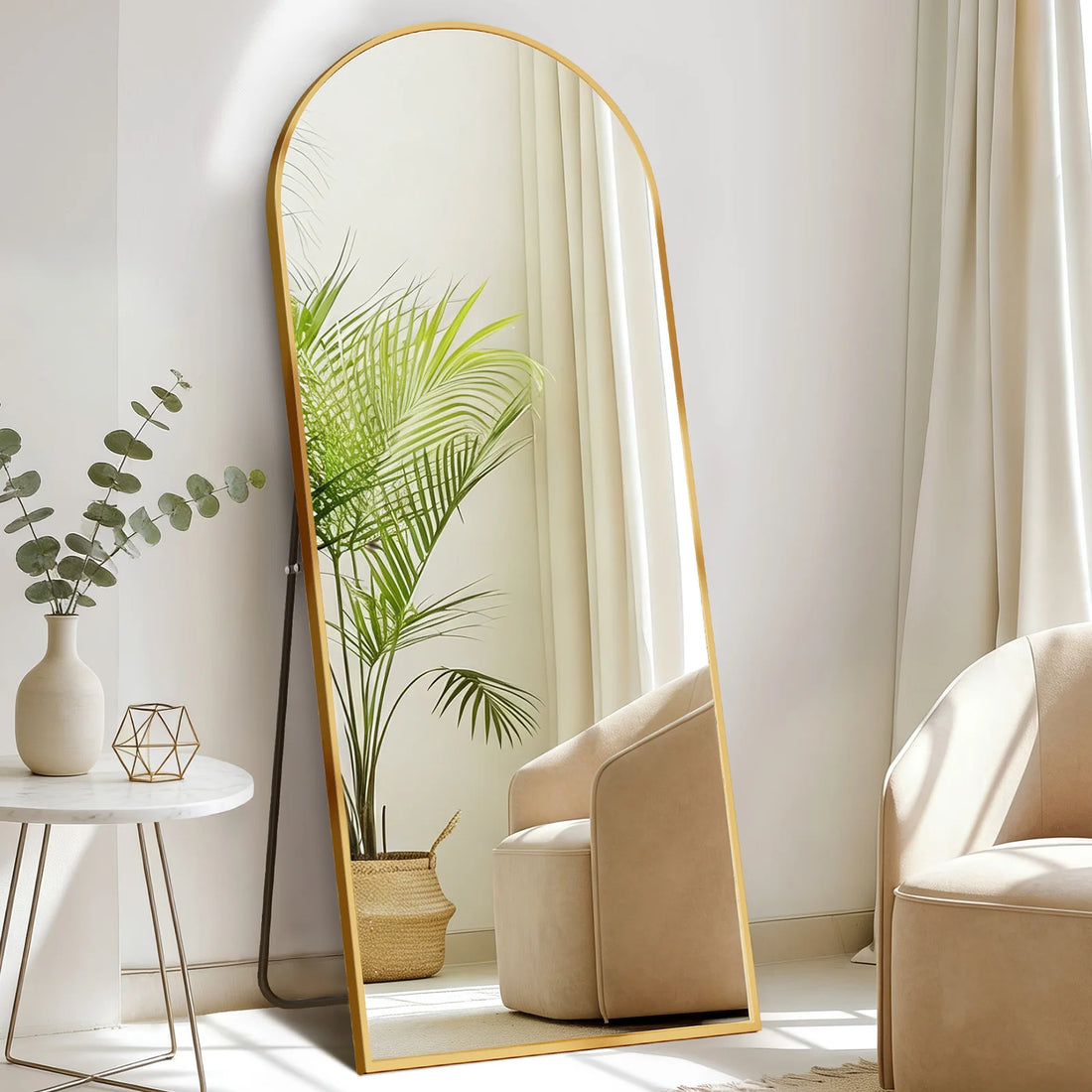 JHK Full Length Mirror With Aluminum Frame Leaning Or Standing
