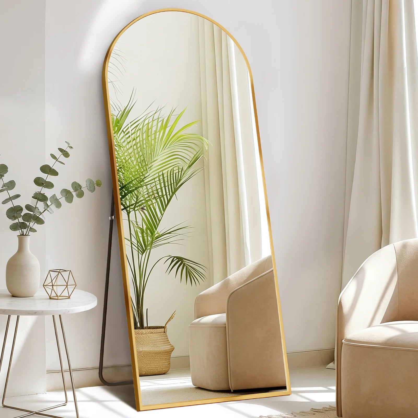 JHK Full Length Mirror With Aluminum Frame Leaning Or Standing