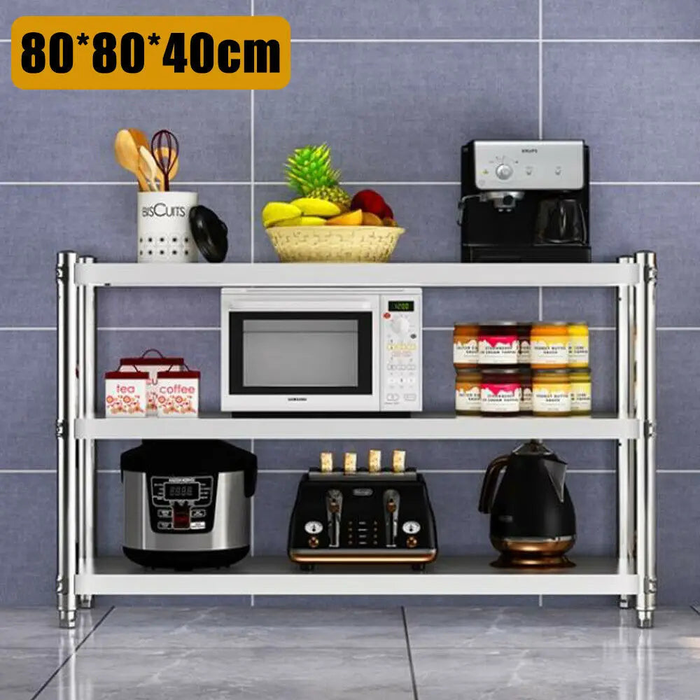 Stainless Steel Heavy Duty Storage Shelving Rack Three Tier Kitchen