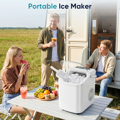 Portable Countertop Ice Maker With Rapid Ice Production And Handle