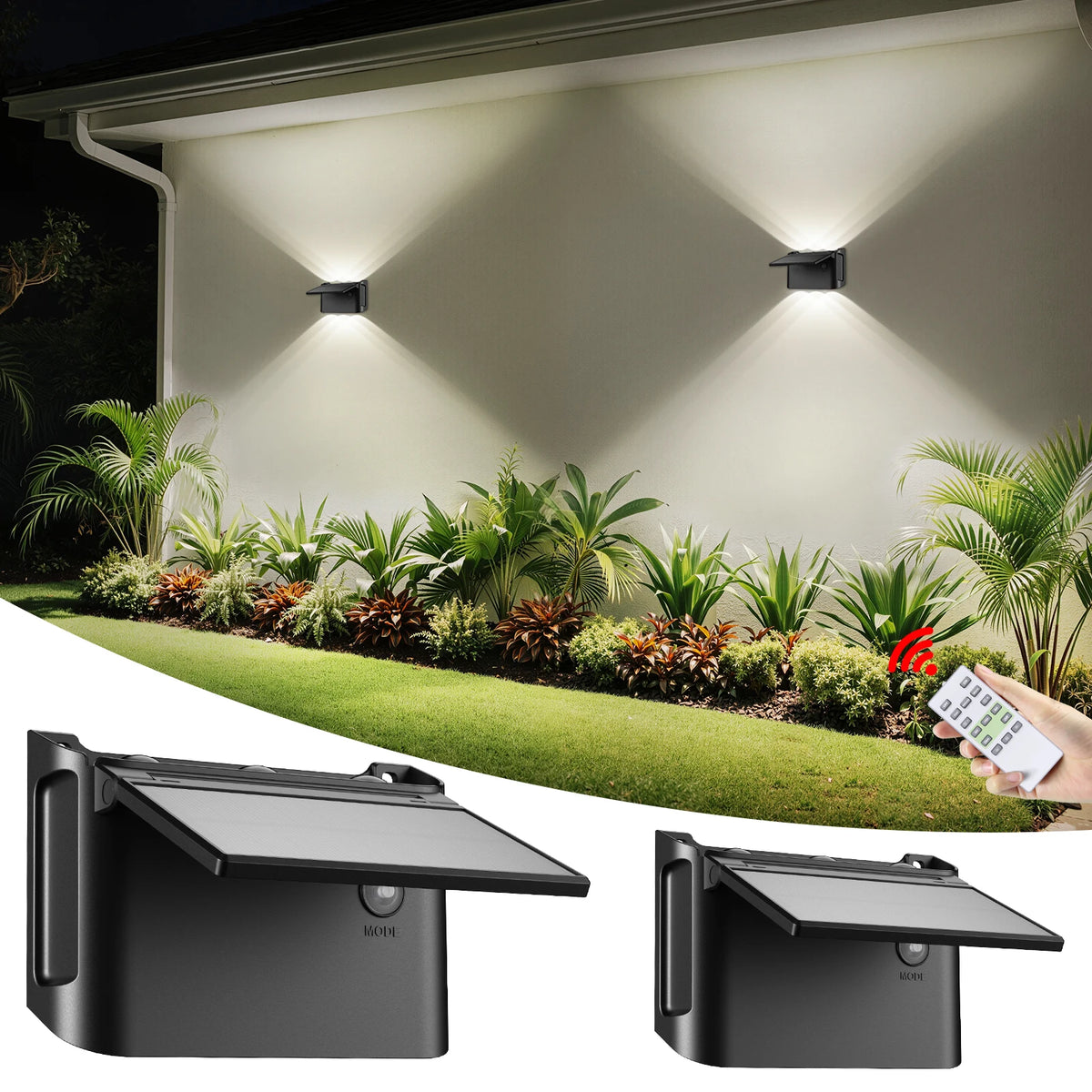 Intelamp Solar LED Wall Lights Outdoor Garden Lamp