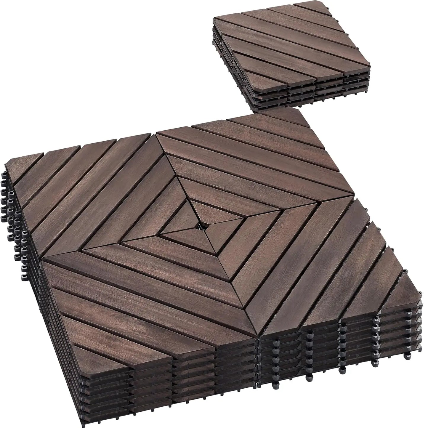 Acacia Wood Interlocking Deck Tiles For Outdoor Use