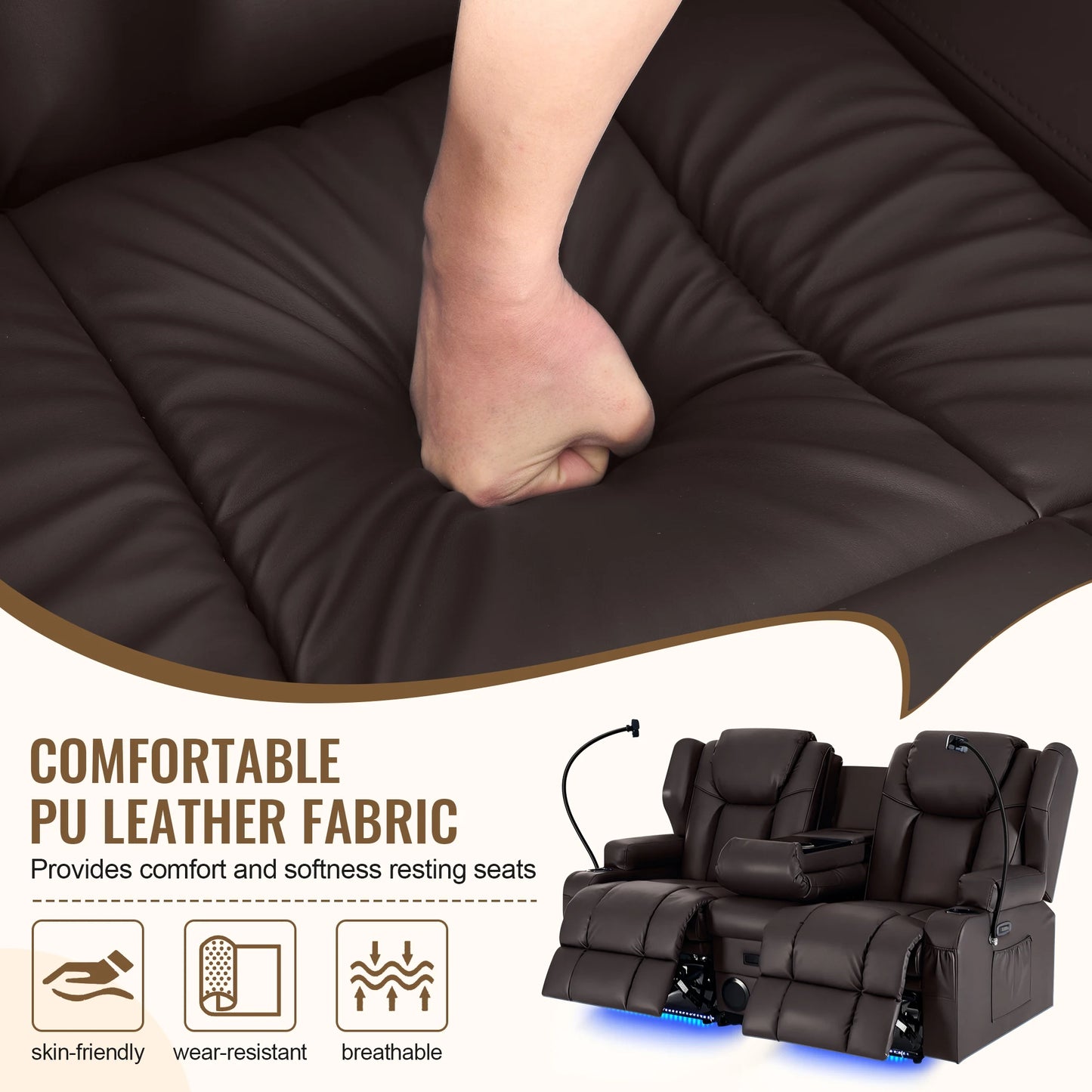 Redlife Electric Recliner Loveseat With Massage And Heat