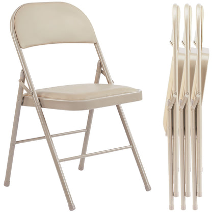 JHK Leather Padded Folding Chairs Four Pack Sturdy Metal