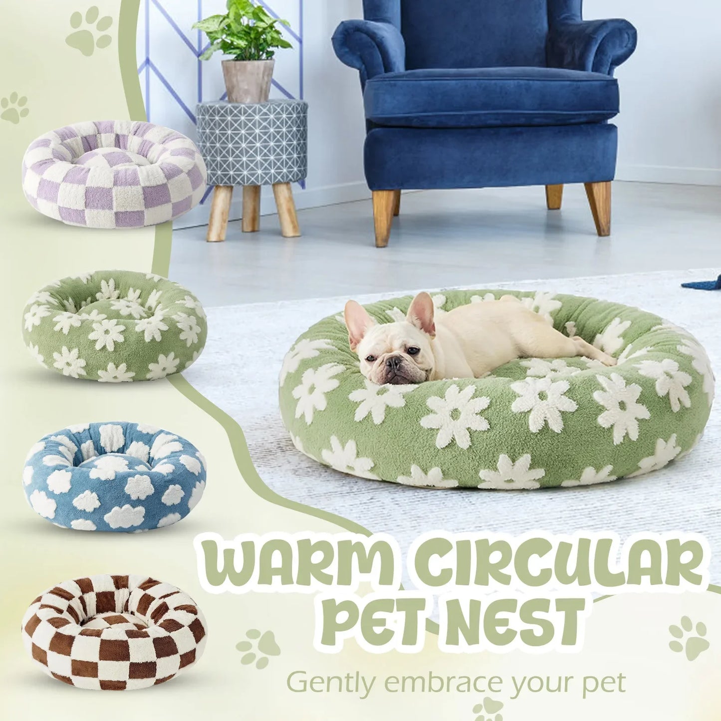 Sky Clouds Dog Kennel Bed Washable Orthopedic Cozy Sofa