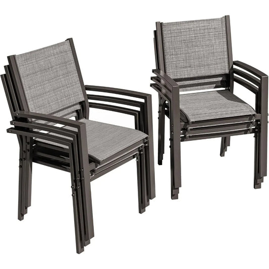 Textilene Outdoor Stackable Dining Chairs Set of 6 Patio