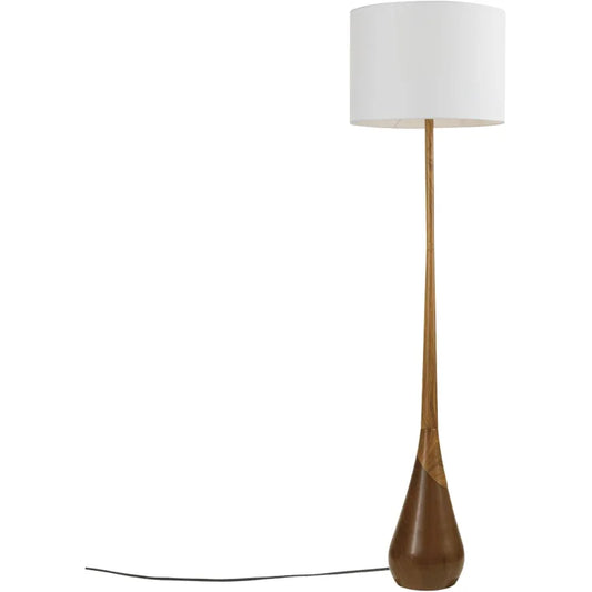 Harrington Floor Lamp With Faux Wood Base And Fabric Shade