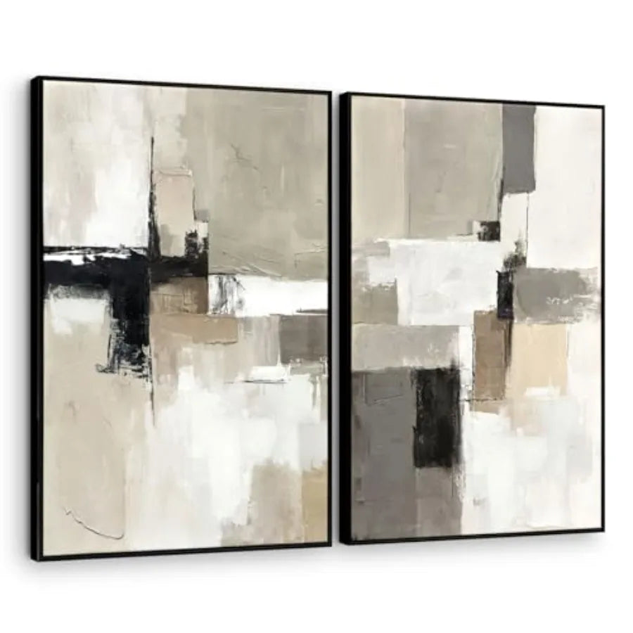 Modern Abstract Wall Art Set of 2 Framed Prints Decor