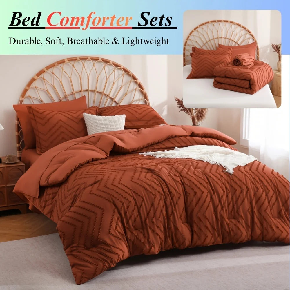 NIGHT COMFORT Pintuck Bed In A Bag Comforter Set With Sheets