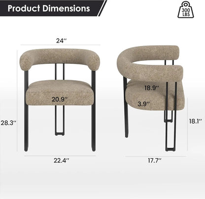 FARINI Set of 2 Upholstered Bouclé Dining Arm Chairs