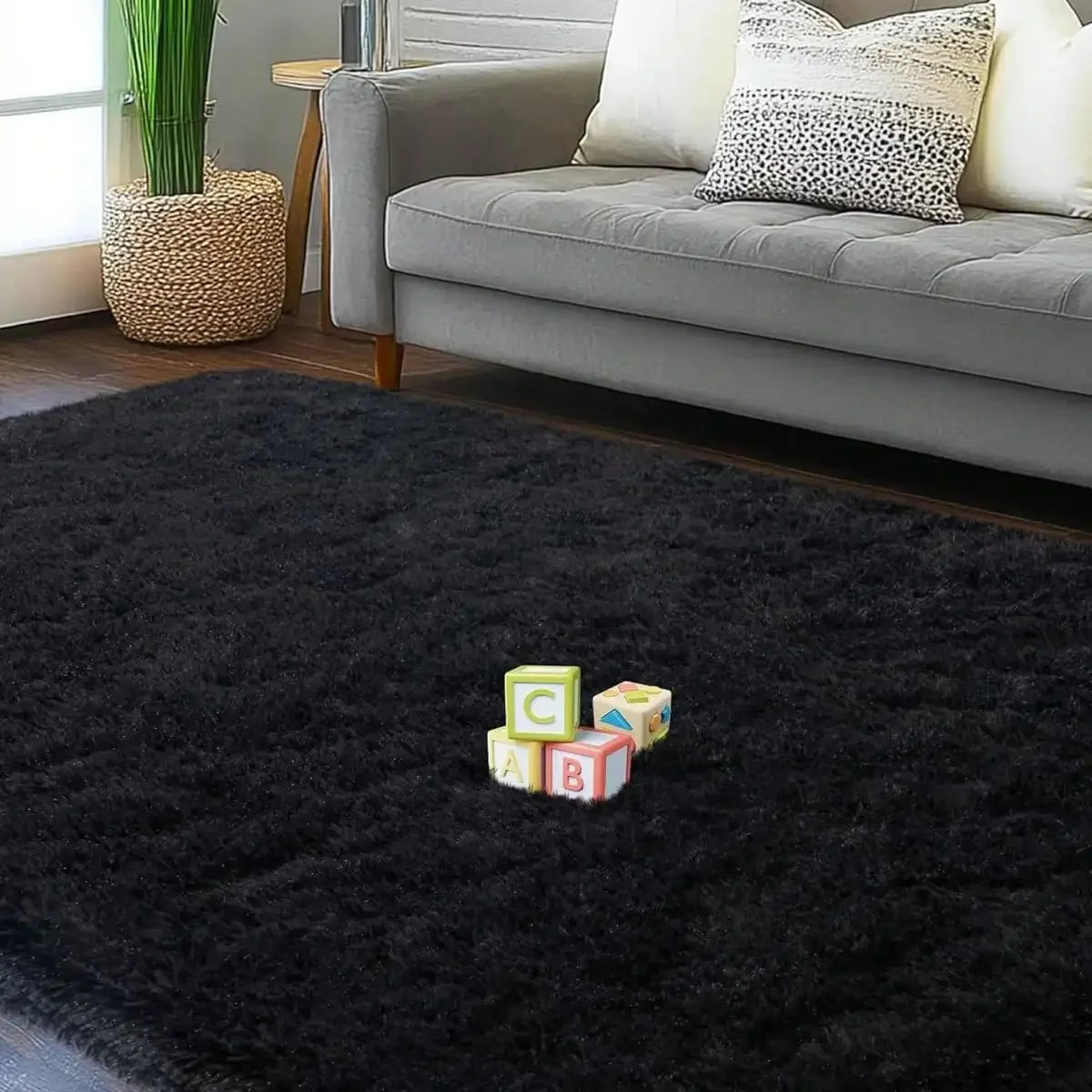 Eluckya Plush Thick Long Pile Carpet Non Slip Area Rug