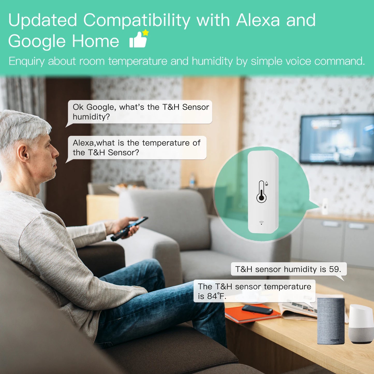 MOES Tuya Smart WiFi Temperature Humidity Sensor Hygrometer Alexa