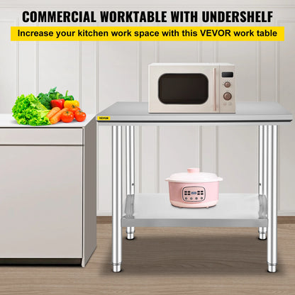 SucceBuy Stainless Steel Commercial Kitchen Workbench With Undershelf