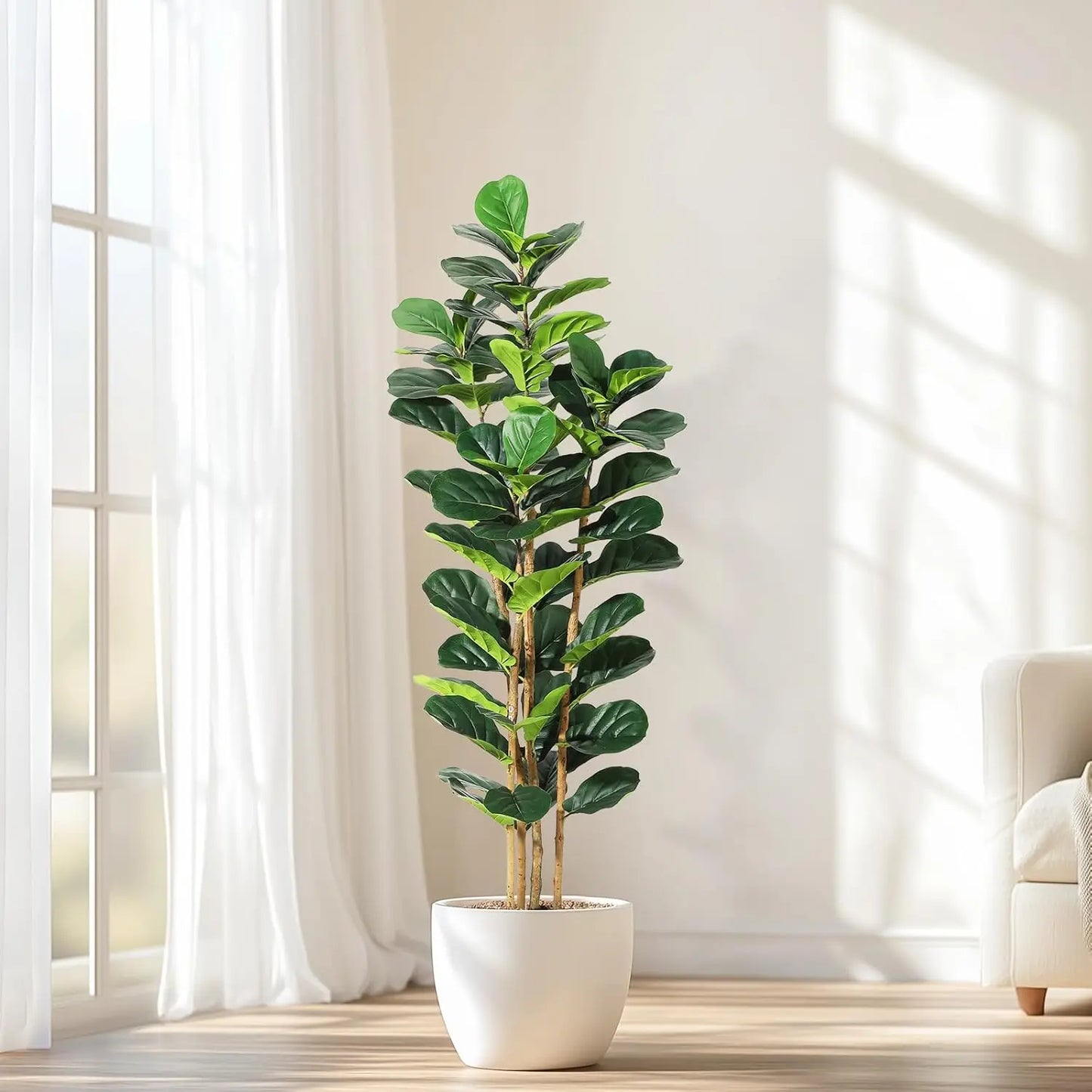 HiMISS Artificial Fiddle Leaf Fig Tree With Pot Greenery