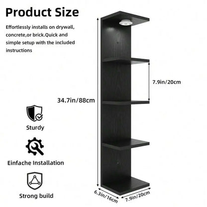 Wooden Five Tier Wall Mounted Floating Shelf For Home Storage