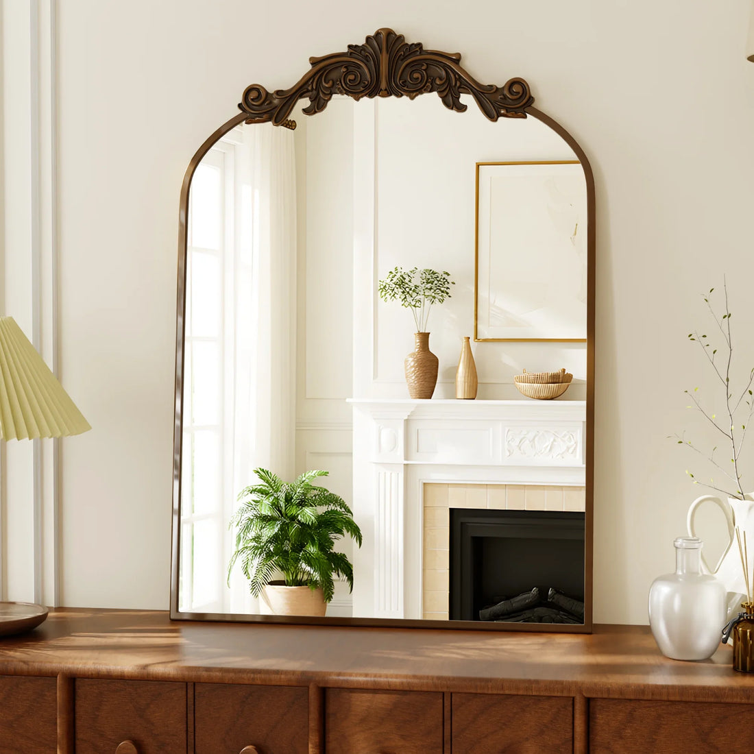 BEAUTYPEAK Arched Wall Decor Mirror Vintage Bathroom