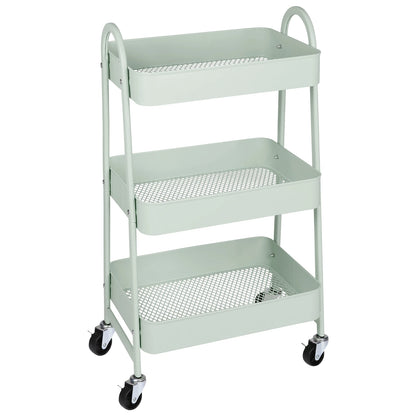 JHK 3 Tier Metal Storage Cart With Lockable Wheels