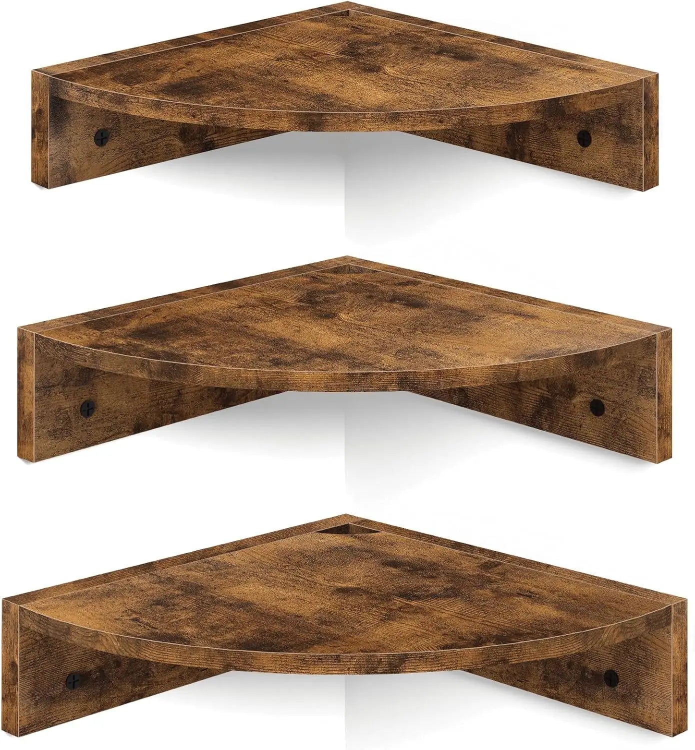 Set of 3 Floating Corner Shelves With Cable Hole