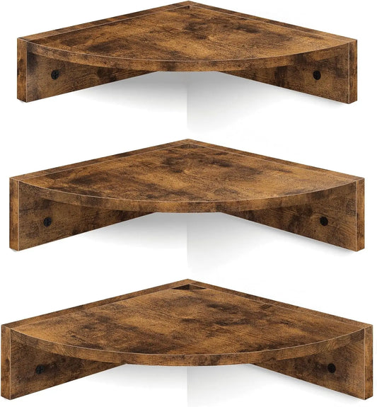 Set of 3 Floating Corner Shelves With Cable Hole