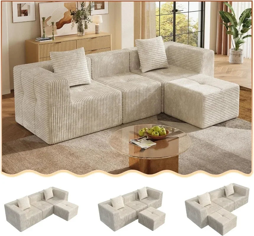WLIVE U Shaped Sectional Sofa With Storage Chaise Units