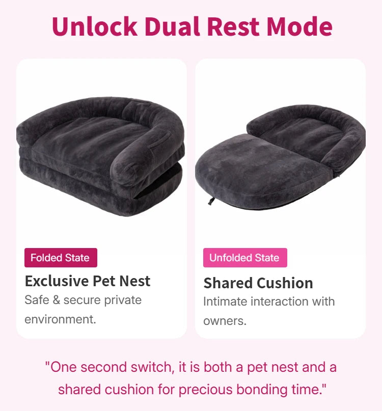 Dual-Use Large Pet Bed Foldable Cozy Cuddler For Pets