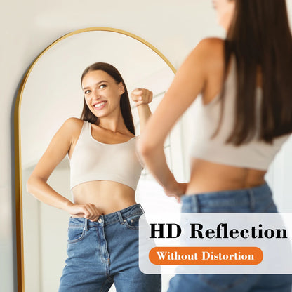 JHK Floor Mirror With Aluminum Frame Wall Mounted Or Stand