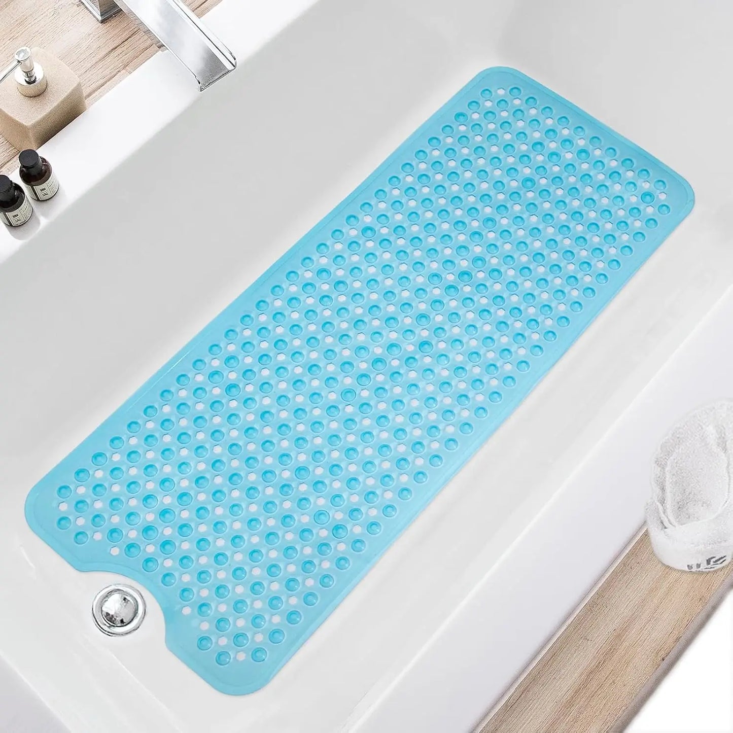 Non Slip Bath Tub Mat With Drain Holes And Suction Cups