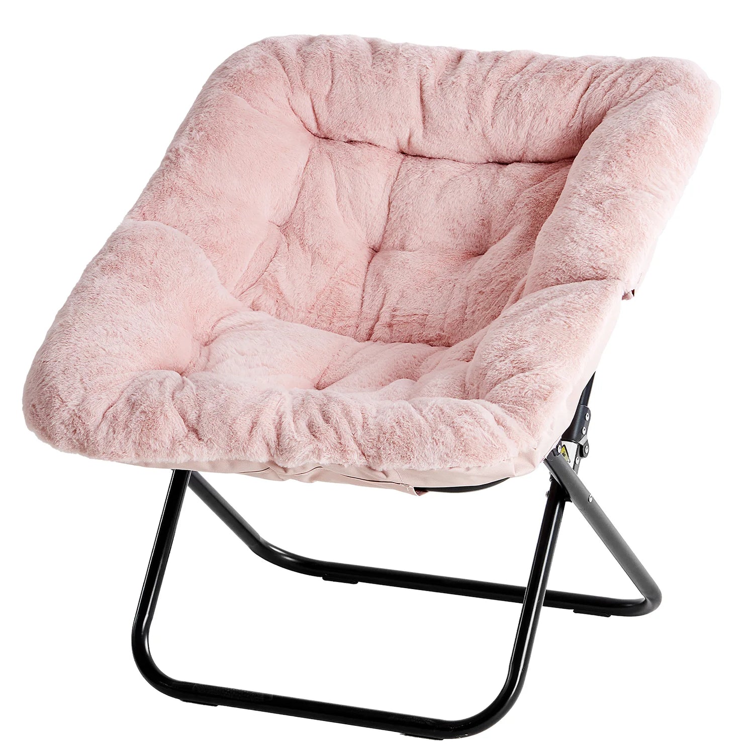 JHK Cozy Faux Fur Saucer Chair Folding Lounge Chair