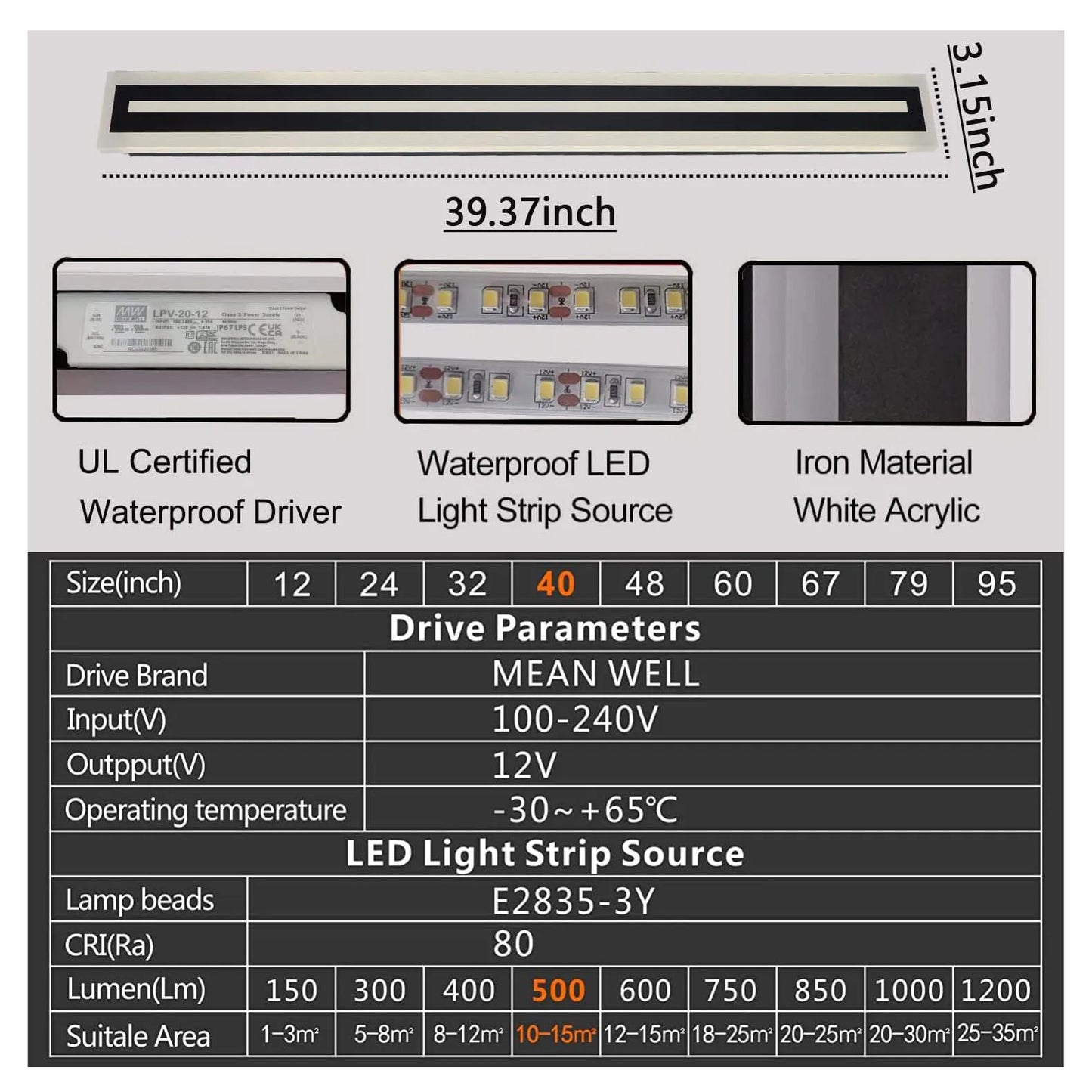 Outdoor Modern LED Wall Sconce IP67 Frosted Acrylic