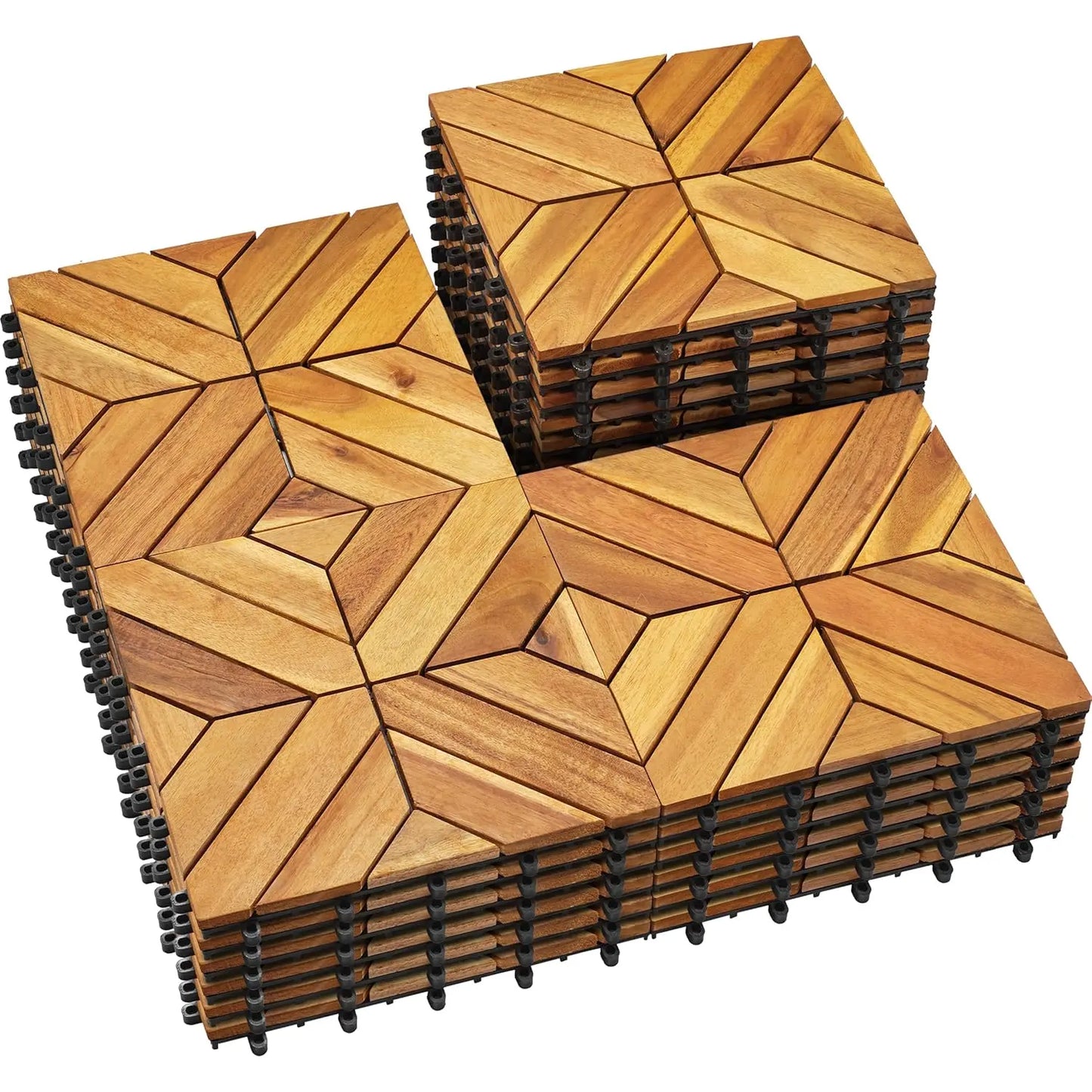 Acacia Wood Interlocking Deck Tiles For Outdoor Use