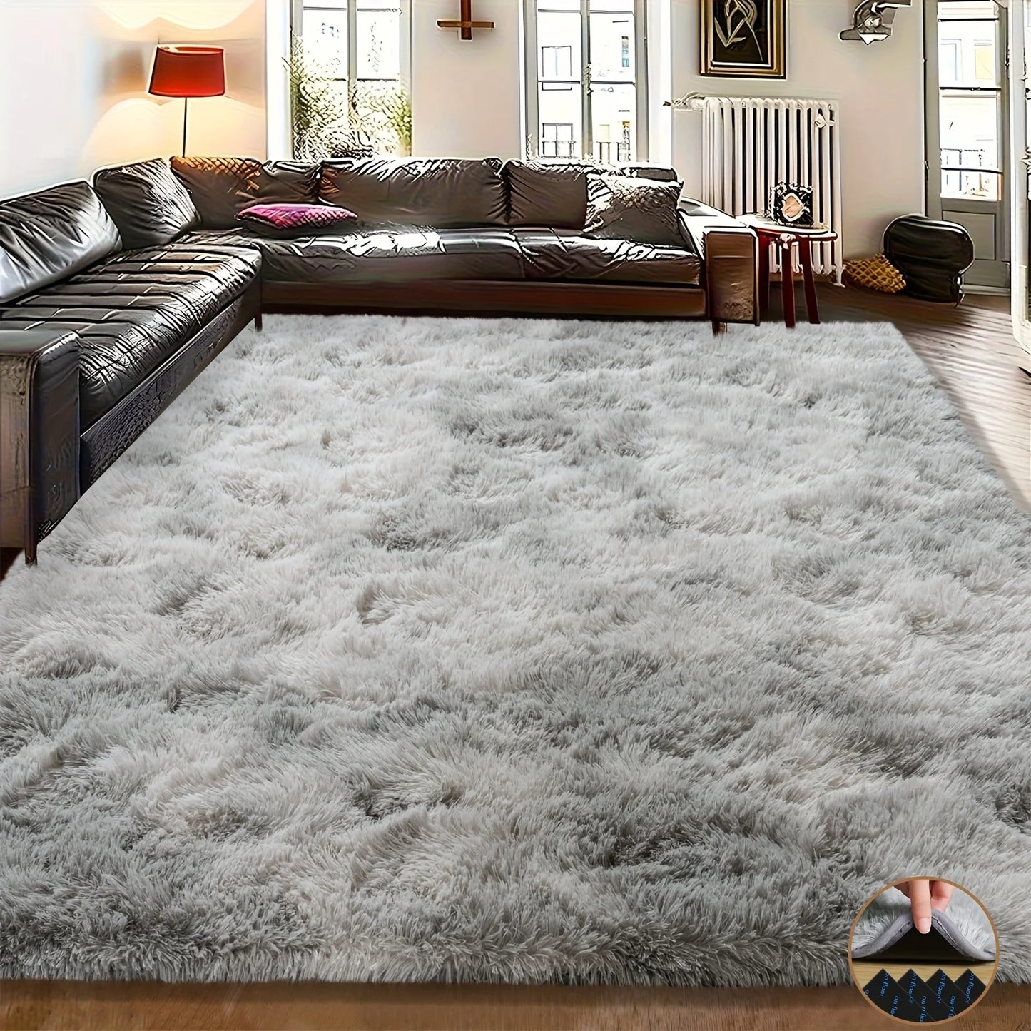 Fluffy Tie Dyed Geometric Carpet Non Slip Home Decor Polyester