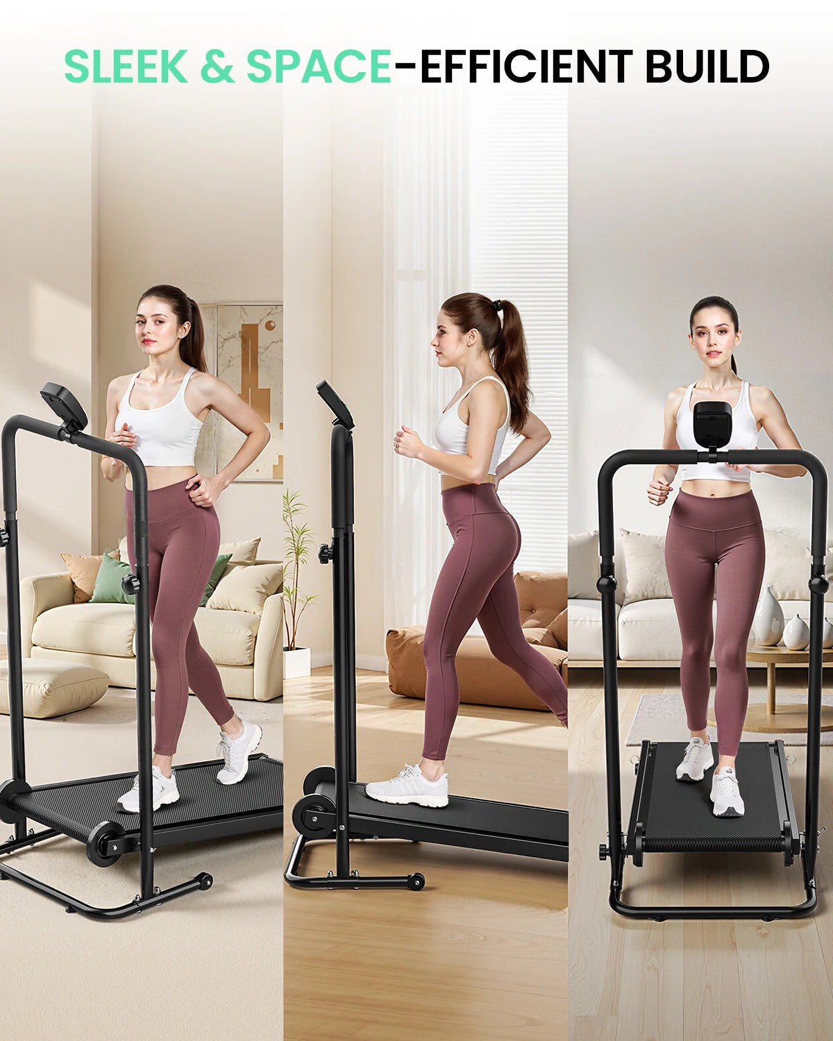 AKLUER Non Electric Treadmill With Dual Flywheels Fixed Incline