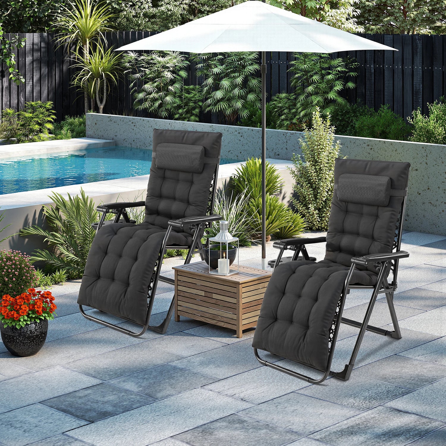 JHK Zero Gravity Recliner Folding Lounge Chair With Cup Holders