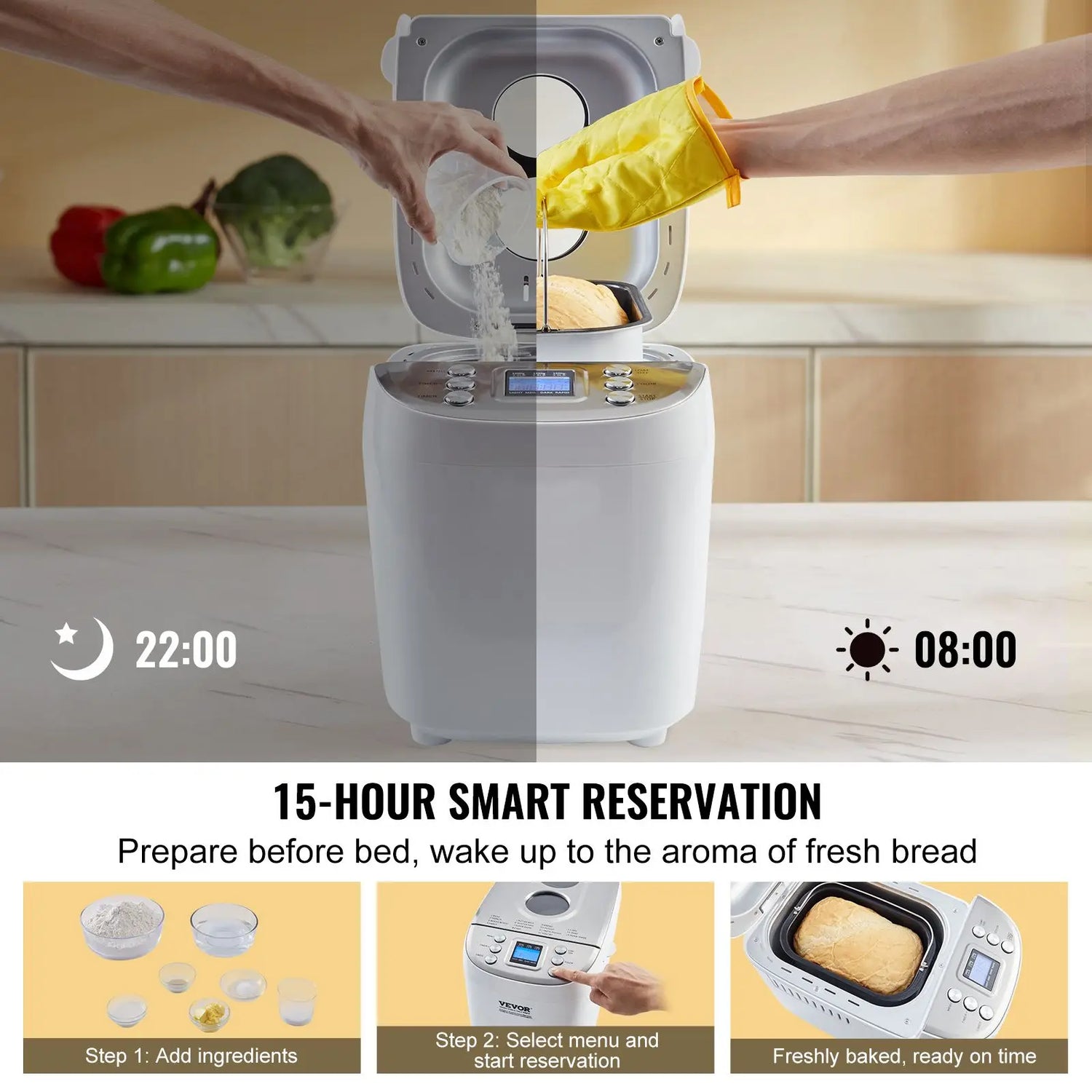 Programmable Automatic Bread Maker For Home Kitchen Baking
