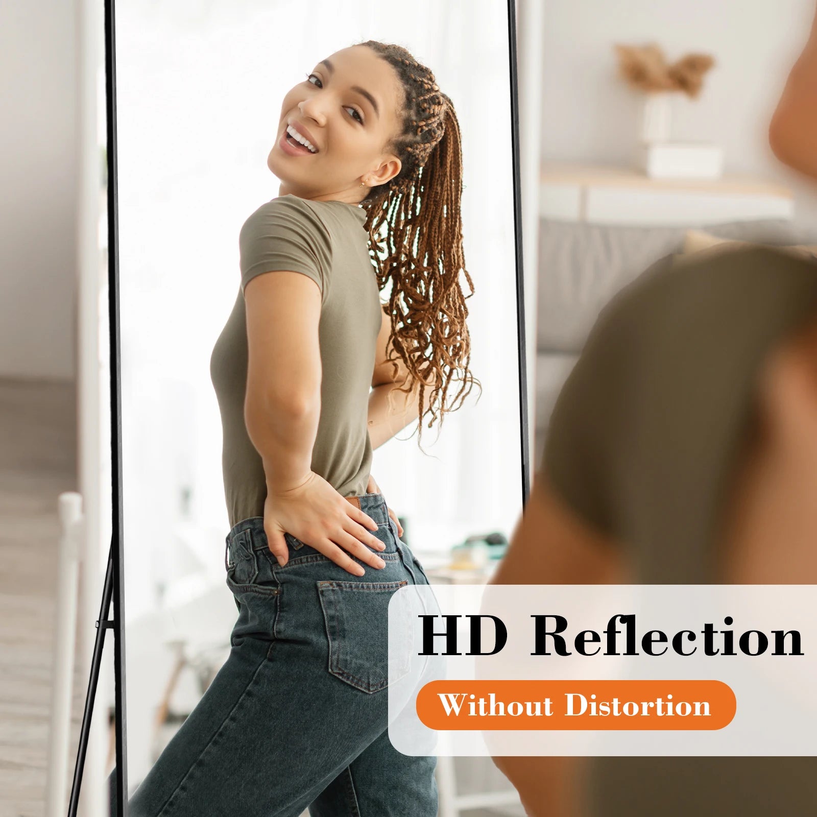 JHK Arched Full Length Mirror With Free Standing Aluminum Frame