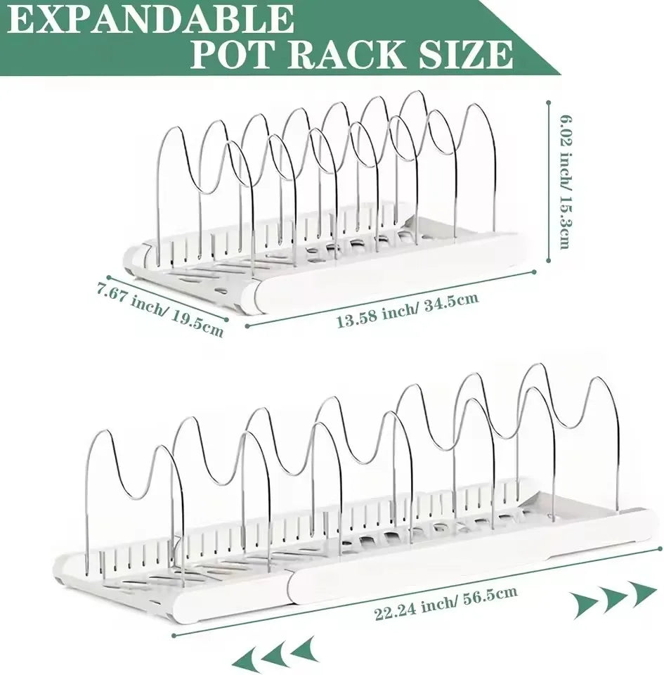 Premium Stainless Steel Pull Out Pot Lid Organizer Rack