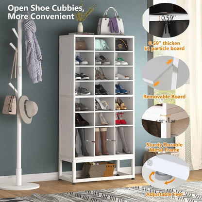 Tribesigns Wooden Shoe Cabinet Eight Tier Display Shelf Rack