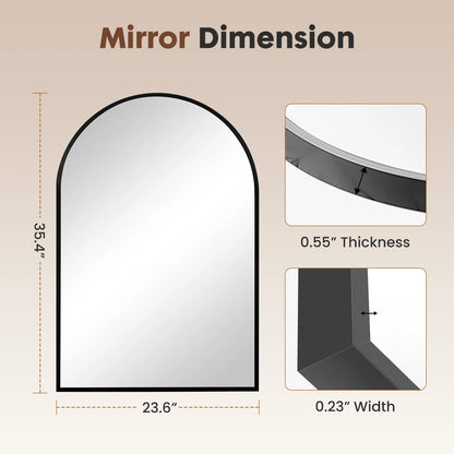 JHK Arched Metal Framed Bathroom Wall Mirror